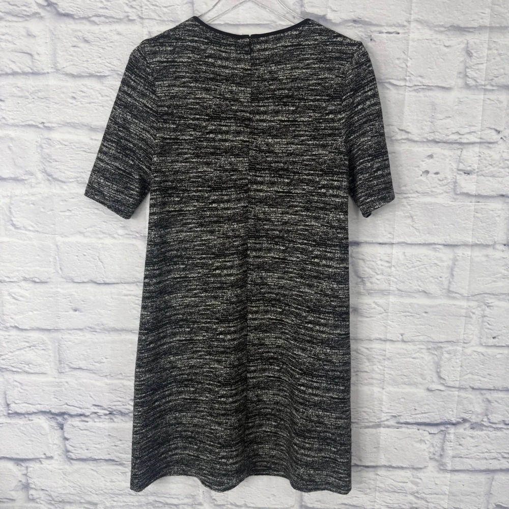 Donna Morgan Black‎ White Marled Knit Shift Dress Faux Pockets Womens Size 6